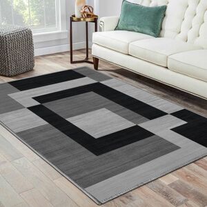 ASPIRE HOMEWARE (120x170 cm- Area Rug/Carpet, MILO BLACK GREY) Non-Slip Area Rugs Printed Geomet ASPIRE HOMEWARE (120x170 cm- Area Rug/Carpet, MILO BLACK GREY) Non-Slip Area Rugs Printed Geomet