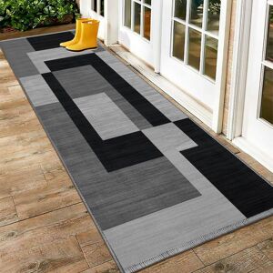 ASPIRE HOMEWARE (60x220 cm- Runner Rug/Carpet, MILO BLACK GREY) Non-Slip Area Rugs Printed Geome ASPIRE HOMEWARE (60x220 cm- Runner Rug/Carpet, MILO BLACK GREY) Non-Slip Area Rugs Printed Geome