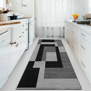 SUPREME BEDDING LTD (MILO BLACK GREY, 80cm x 150cm (2ft 6" x 5ft)- Large Runner Rug) Non Slip Area R SUPREME BEDDING LTD (MILO BLACK GREY, 80cm x 150cm (2ft 6" x 5ft)- Large Runner Rug) Non Slip Area R