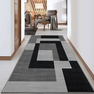 ASPIRE HOMEWARE (80x150 cm - Large Runner Rug/Carpet, MILO BLACK GREY) Non-Slip Area Rugs Printe ASPIRE HOMEWARE (80x150 cm - Large Runner Rug/Carpet, MILO BLACK GREY) Non-Slip Area Rugs Printe
