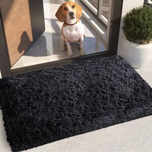 ASPIRE HOMEWARE (BLACK, 50cm x 80cm Door Mat ) Non-Slip Rugs Shaggy Fluffy Living Room Carpet M ASPIRE HOMEWARE (BLACK, 50cm x 80cm Door Mat ) Non-Slip Rugs Shaggy Fluffy Living Room Carpet M