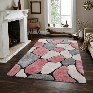 The Modern Rugs (GREY / ROSE, 120x170cm) Extra Large 3D Shaggy Living Room Rugs Dense Pile The Modern Rugs (GREY / ROSE, 120x170cm) Extra Large 3D Shaggy Living Room Rugs Dense Pile