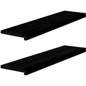 vidaXL Dark Brown Solid Oak Wood Stair Treads - 2 pcs vidaXL Dark Brown Solid Oak Wood Stair Treads - 2 pcs