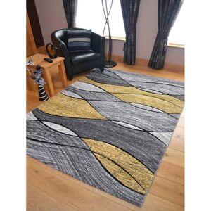 SRS Rugs (80cm x 150cm, Yellow) Large Small Living Room Rug Wave Design Hallway Runner SRS Rugs (80cm x 150cm, Yellow) Large Small Living Room Rug Wave Design Hallway Runner