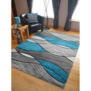 SRS Rugs (80cm x 150cm, Teal) Large Small Living Room Rug Wave Design Hallway Runner SRS Rugs (80cm x 150cm, Teal) Large Small Living Room Rug Wave Design Hallway Runner