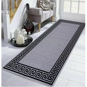 Shaggy Rugs LTD (Silver Black, 80x300cm) Non Slip Greekey Rugs Extra Large Hallway Runner Livin Shaggy Rugs LTD (Silver Black, 80x300cm) Non Slip Greekey Rugs Extra Large Hallway Runner Livin