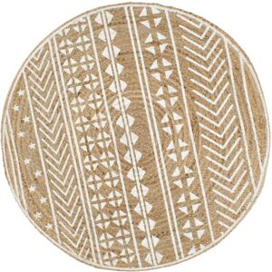 (white pattern, 90 cm) vidaXL Handmade Rug Jute with White Print Floor Carpet Ar (white pattern, 90 cm) vidaXL Handmade Rug Jute with White Print Floor Carpet Ar