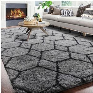 Shaggy Rugs LTD (200 x 300 cm, Grey & Black) Non Slip Large Rugs Soft Fluffy Shaggy Area Rug Liv Shaggy Rugs LTD (200 x 300 cm, Grey & Black) Non Slip Large Rugs Soft Fluffy Shaggy Area Rug Liv