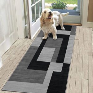 ASPIRE HOMEWARE (80cm x 150cm (2ft 6" x 5ft)- Large Runner Rug/Kitchen Floor Mat, Black Grey Sil ASPIRE HOMEWARE (80cm x 150cm (2ft 6" x 5ft)- Large Runner Rug/Kitchen Floor Mat, Black Grey Sil