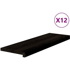 vidaXL Oak Stair Treads 12 pcs Dark Brown - Stair Treads vidaXL Oak Stair Treads 12 pcs Dark Brown - Stair Treads