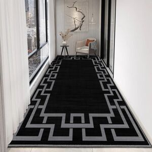 SUPREME BEDDING LTD (80cm x 300 cm (2 ft 6" x 10 ft)- Extra Large Runner Rug/Carpet, Black Grey) Non SUPREME BEDDING LTD (80cm x 300 cm (2 ft 6" x 10 ft)- Extra Large Runner Rug/Carpet, Black Grey) Non