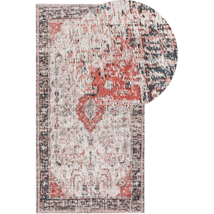 Beliani Cotton Area Rug 80 x 150 cm Red and Beige - Vintage Style Beliani Cotton Area Rug 80 x 150 cm Red and Beige - Vintage Style