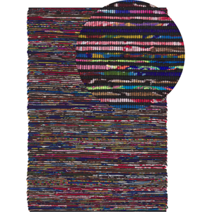 Beliani Rug Dark Multicolour Cotton 140 x 200 cm Rectangular Handmade Boho Eclectic - Rug Beliani Rug Dark Multicolour Cotton 140 x 200 cm Rectangular Handmade Boho Eclectic - Rug