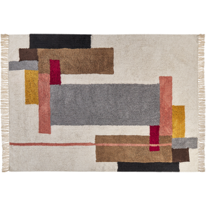 Beliani Multicolour Cotton Area Rug - 160x230 cm - Modern Geometric Pattern Beliani Multicolour Cotton Area Rug - 160x230 cm - Modern Geometric Pattern