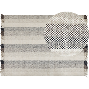 Beliani Off-White Wool Area Rug - Rectangular 160x230cm - Modern Design Beliani Off-White Wool Area Rug - Rectangular 160x230cm - Modern Design