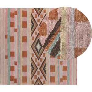 Beliani Wool Area Rug Multicolour 200 x 200 cm - Geometric Pattern Beliani Wool Area Rug Multicolour 200 x 200 cm - Geometric Pattern