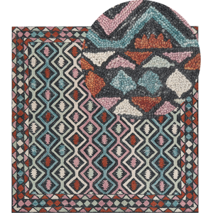 Beliani Wool Multicolour Geometric 200x200cm Hand Tufted Rug - Area Rug Beliani Wool Multicolour Geometric 200x200cm Hand Tufted Rug - Area Rug