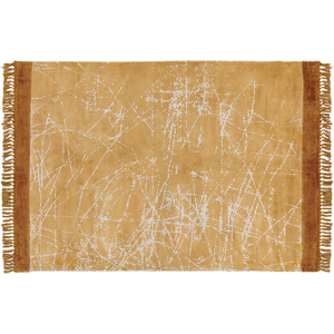 Beliani Orange Viscose Area Rug - Modern Glam Style 160x230 Beliani Orange Viscose Area Rug - Modern Glam Style 160x230