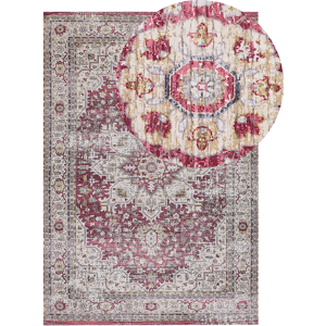 Beliani Area Rug Red Beige Vintage 140x200cm - Area Rug Beliani Area Rug Red Beige Vintage 140x200cm - Area Rug