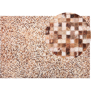 Beliani Area Rug Brown Cowhide Leather 160 x 230 cm Patchwork - Area Rug Beliani Area Rug Brown Cowhide Leather 160 x 230 cm Patchwork - Area Rug