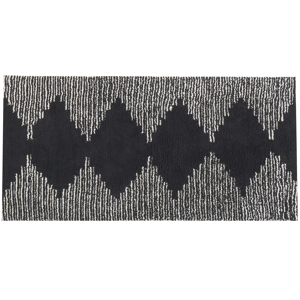 Beliani Cotton Area Rug - Black and White - 80x150cm - Scandinavian Style Beliani Cotton Area Rug - Black and White - 80x150cm - Scandinavian Style