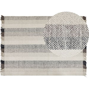 Beliani Off-White Wool 140x200cm Rectangular Rug - Area Rug Beliani Off-White Wool 140x200cm Rectangular Rug - Area Rug