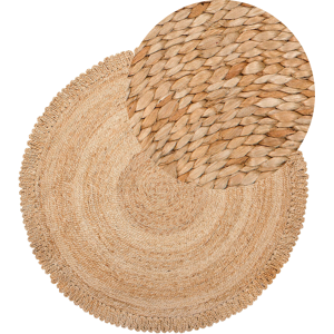 Beliani Round Jute Area Rug - 140 cm - Beige - Rustic Boho Style Beliani Round Jute Area Rug - 140 cm - Beige - Rustic Boho Style