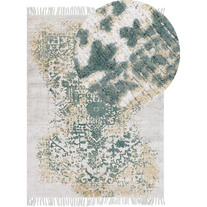 Beliani Viscose Area Rug Grey Green 140x200 - Area Rug Beliani Viscose Area Rug Grey Green 140x200 - Area Rug