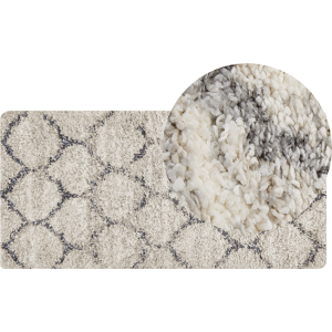 Beliani Light Beige and Grey 80x150cm Geometric Area Rug - Home Decor Beliani Light Beige and Grey 80x150cm Geometric Area Rug - Home Decor