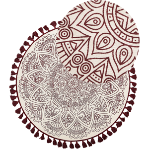 Beliani Cotton Round Mandala Rug - Area Rug, 120cm Beliani Cotton Round Mandala Rug - Area Rug, 120cm