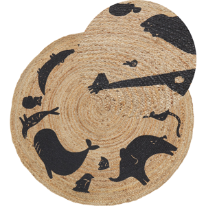 Beliani - Round Jute Animal Rug - Child's Room Decor Beliani - Round Jute Animal Rug - Child's Room Decor