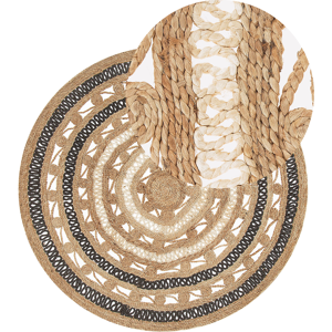 Beliani Round Jute Area Rug 140 cm - Rustic Floor Covering Beliani Round Jute Area Rug 140 cm - Rustic Floor Covering