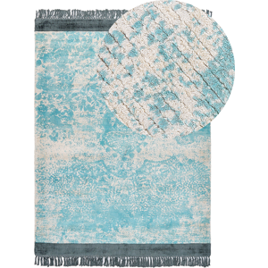Beliani Viscose Area Rug 140 x 200 cm Blue and Beige - Area Rug Beliani Viscose Area Rug 140 x 200 cm Blue and Beige - Area Rug