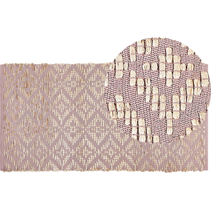 Beliani Cotton Pink Beige Geometric Pattern 80x150cm Rug - Area Rug Beliani Cotton Pink Beige Geometric Pattern 80x150cm Rug - Area Rug