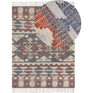 Beliani Jute Area Rug 140x200cm Multicolour - Rectangular Geometric Pattern Beliani Jute Area Rug 140x200cm Multicolour - Rectangular Geometric Pattern