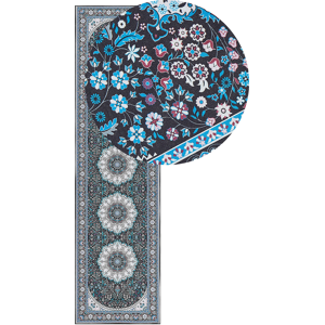 Beliani Gediz Runner Rug Blue Polyester 80x300cm - Runner Rug Beliani Gediz Runner Rug Blue Polyester 80x300cm - Runner Rug