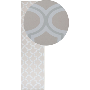 Beliani Beige Polyester Runner Rug - Rectangular Oriental Pattern - 180x300cm Beliani Beige Polyester Runner Rug - Rectangular Oriental Pattern - 180x300cm