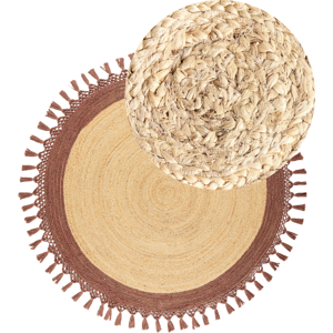 Beliani - Round Boho Jute Rug 140cm Natural Handwoven Beliani - Round Boho Jute Rug 140cm Natural Handwoven