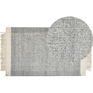 Beliani Wool Area Rug Grey and Off-White 80 x 150 cm - Area Rug Beliani Wool Area Rug Grey and Off-White 80 x 150 cm - Area Rug
