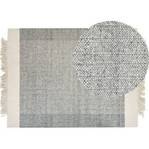 Beliani Wool Area Rug 140x200cm Grey Off-White - Area Rug Beliani Wool Area Rug 140x200cm Grey Off-White - Area Rug