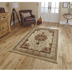 Think Rugs (Cream & Red, 67cm x 230cm) Heritage Classic Floral Swirl Pattern Rug Wool Look Think Rugs (Cream & Red, 67cm x 230cm) Heritage Classic Floral Swirl Pattern Rug Wool Look