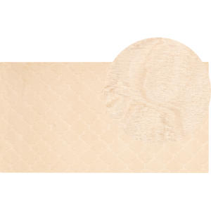 Beliani Beige Faux Rabbit Fur Rug - 80x150cm - Rug Beliani Beige Faux Rabbit Fur Rug - 80x150cm - Rug