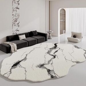 OIMG Modern Abstract Black White Grey Marble Irregular Shaped Area Rug 3x5 OIMG Modern Abstract Black White Grey Marble Irregular Shaped Area Rug 3x5