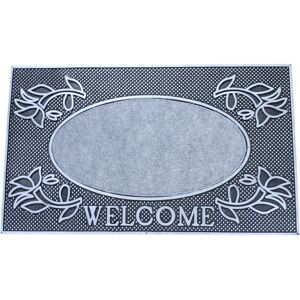 Rapide 75x45cm Silver Welcome Design Classic Rubber Door Mat Entrance Rug Dirt Scraper Rapide 75x45cm Silver Welcome Design Classic Rubber Door Mat Entrance Rug Dirt Scraper