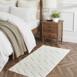 Imperial Rooms (60x110cm - Bedside Rug, Zig Zag Cream) High Low Pile Shaggy Geometric Rug - Mod Imperial Rooms (60x110cm - Bedside Rug, Zig Zag Cream) High Low Pile Shaggy Geometric Rug - Mod