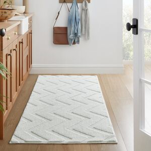 Imperial Rooms (80x150cm - Runner/Kitchen Rug, Zig Zag Cream) High Low Pile Shaggy Geometric Ru Imperial Rooms (80x150cm - Runner/Kitchen Rug, Zig Zag Cream) High Low Pile Shaggy Geometric Ru
