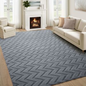 Oxford Homeware (200x290cm (6.6 x 9.5 ft), Zig Zag Grey) Non Slip Geometric Embossed Area Rug So Oxford Homeware (200x290cm (6.6 x 9.5 ft), Zig Zag Grey) Non Slip Geometric Embossed Area Rug So