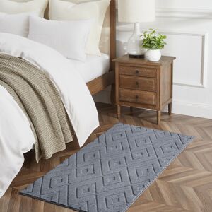 Imperial Rooms (60x110cm - Bedside Rug, Rhombus Grey) High Low Pile Shaggy Geometric Rug - Mode Imperial Rooms (60x110cm - Bedside Rug, Rhombus Grey) High Low Pile Shaggy Geometric Rug - Mode