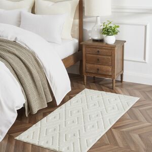 Imperial Rooms (60x110cm - Bedside Rug, Rhombus Cream) High Low Pile Shaggy Geometric Rug - Mod Imperial Rooms (60x110cm - Bedside Rug, Rhombus Cream) High Low Pile Shaggy Geometric Rug - Mod