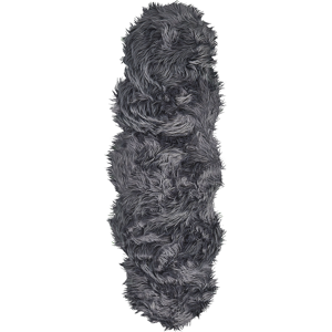 Beliani Faux Fur Rug MAMUNGARI Dark Grey 60 x 180 cm Beliani Faux Fur Rug MAMUNGARI Dark Grey 60 x 180 cm